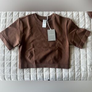 Everlane Seamless Ribbed Crop Tee | Acorn | XL/XXL | NWT